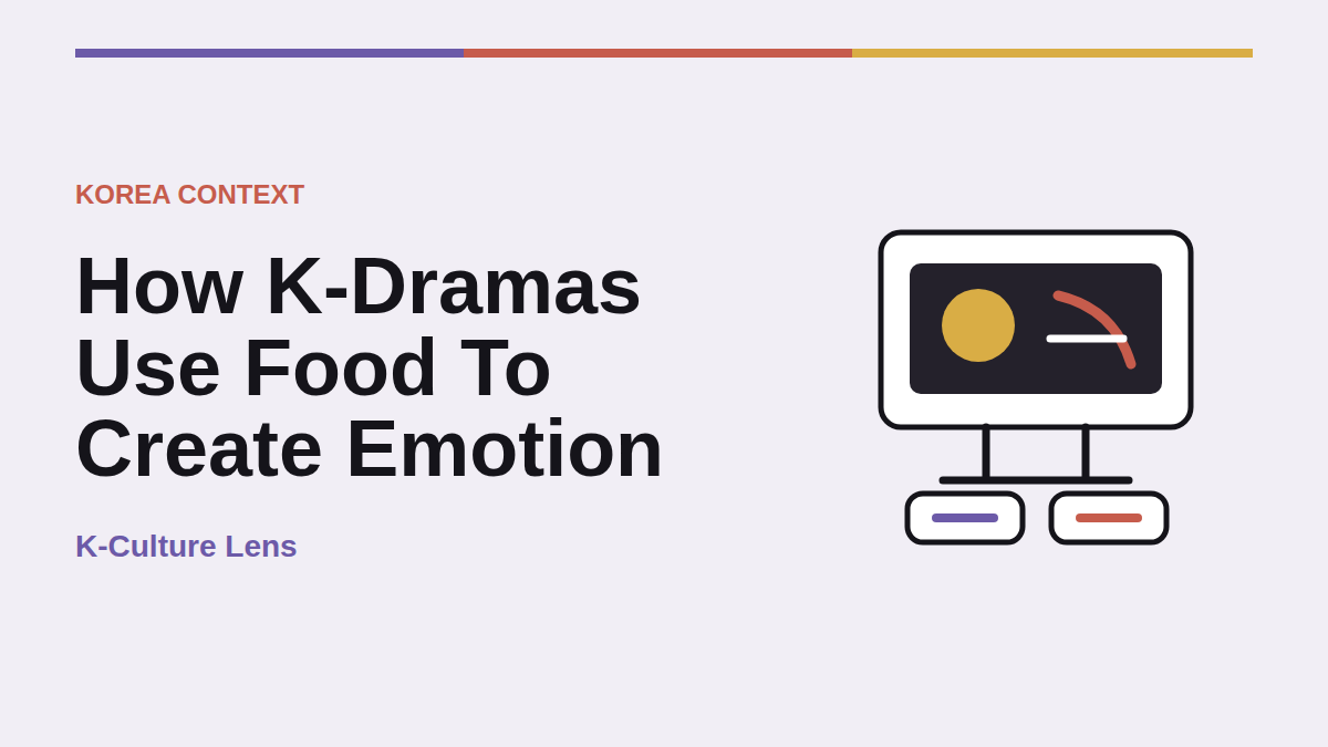 Illustration of a K-drama screen with food imagery.